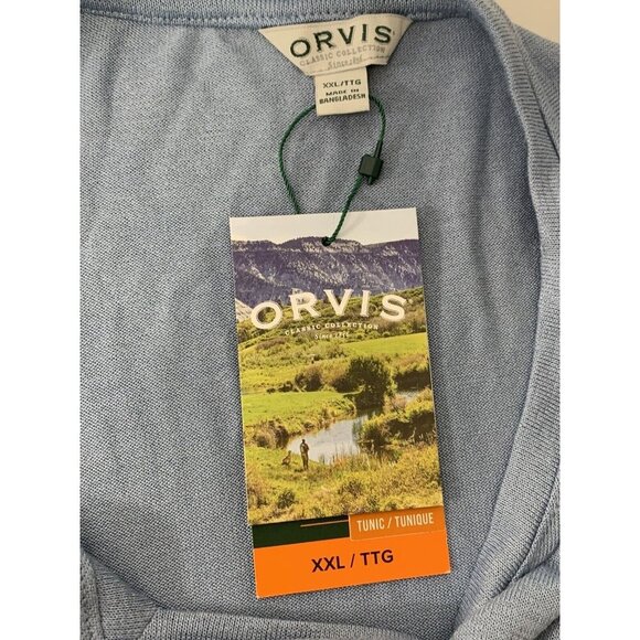 NWT Orvis Women's Short Sleeve V-Neck Tunic Knit Top Size XXL - Blue - Picture 6 of 9